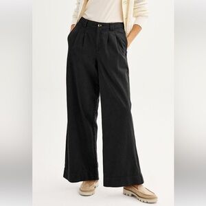 Women's Sonoma Pleated Wide Leg Pants Large Pitch Black New Pockets Essential